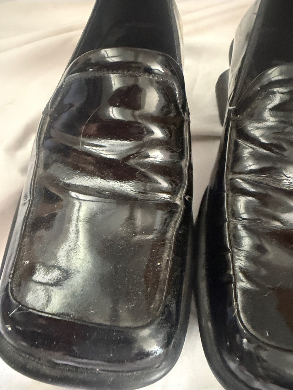 Prada Black Patent Leather Square-Toe Loafers - Picture 2 of 14